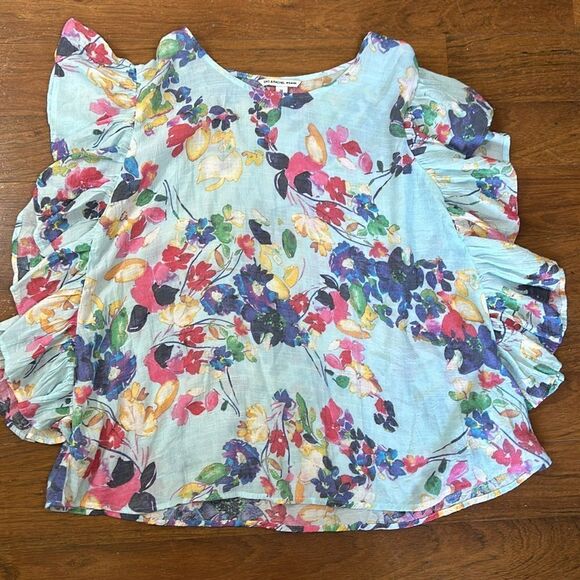 ZAC & RACHEL woman floral ruffle gauze blouse shirt top size 2X flowy vacation - Picture 4 of 9